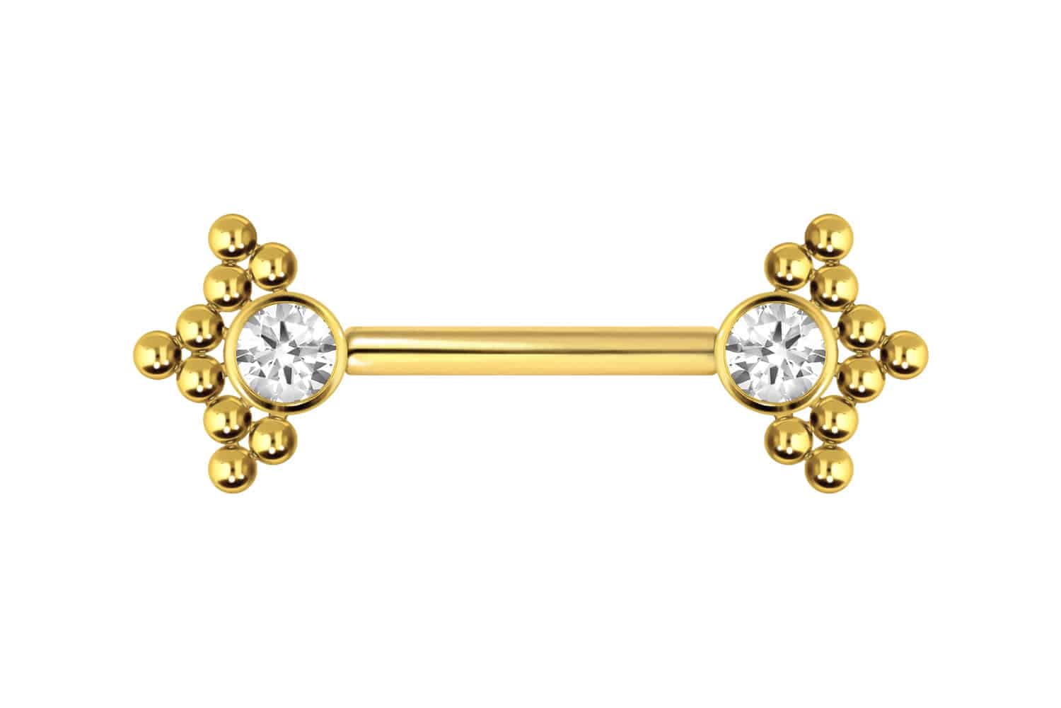 Titan Barbell Piercing mit Push Fit KRISTALL + 3 KUGELDREIECKE